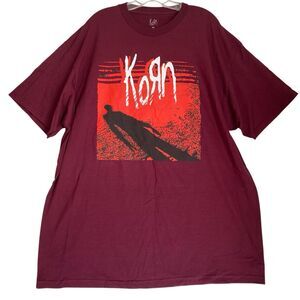 Official KoRn T-shirt Men 2XL Burgundy Graphic Print Mad Engine Nu Metal
